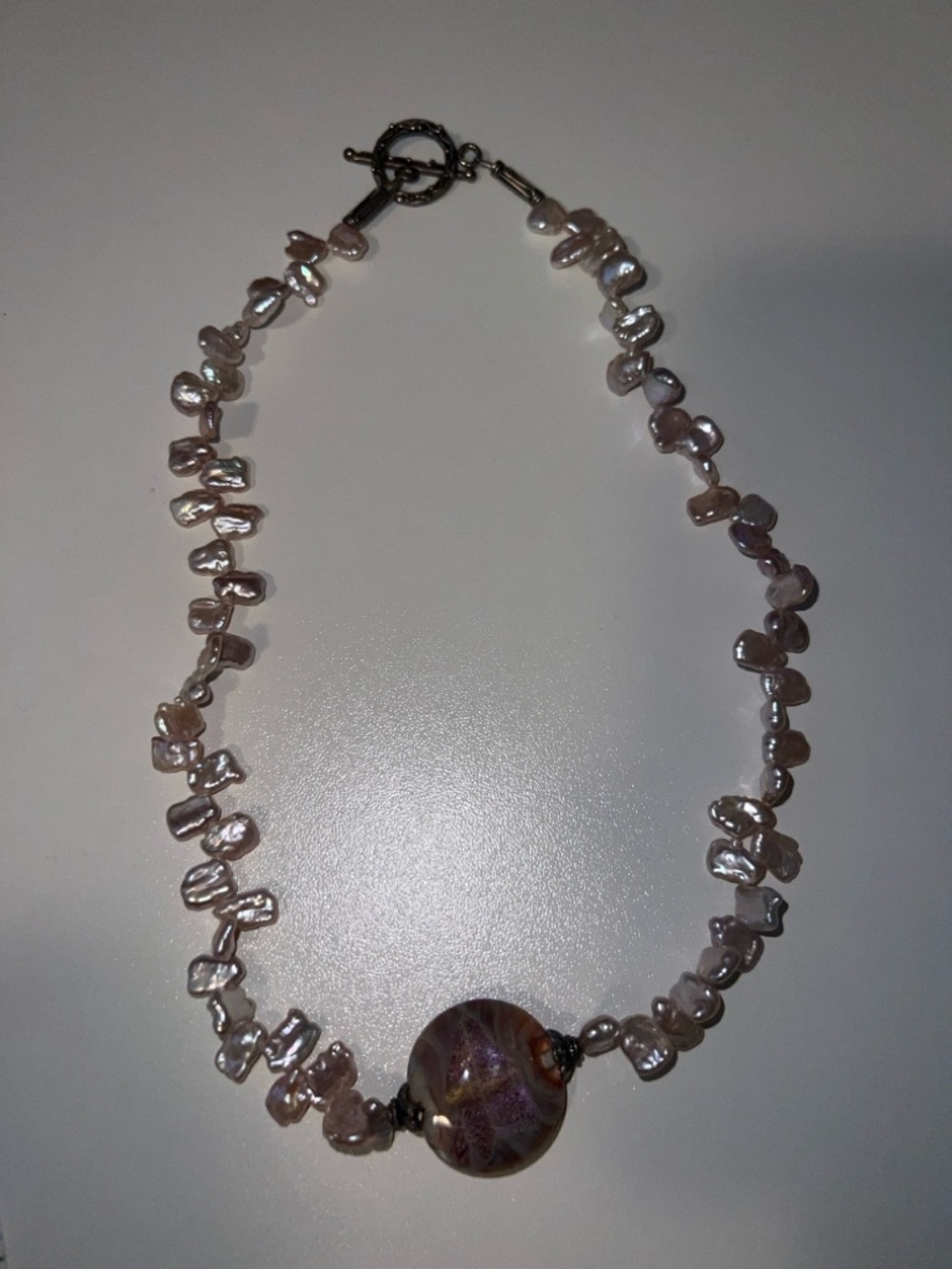 Handcrafted Pink Pearl and Glass Bead Necklace - Brand